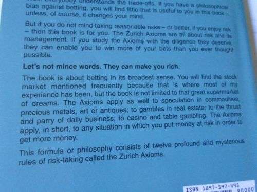 THE ZURICH AXIOMS - THE RULES OF RISK AND REWARD USED BY GENERATIONS OF SWISS BANKERS - MAX GUNTHER
