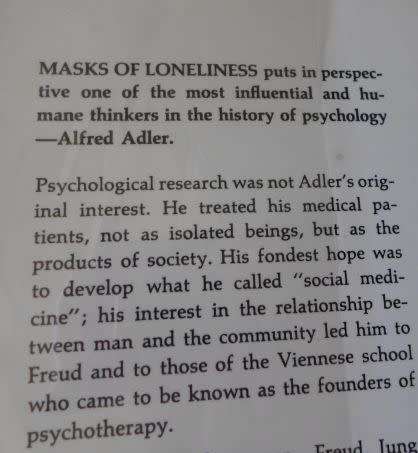 MASKS OF LONELINESS - ALFRED ADLER IN PERSPECTIVE - MANES SPERBER