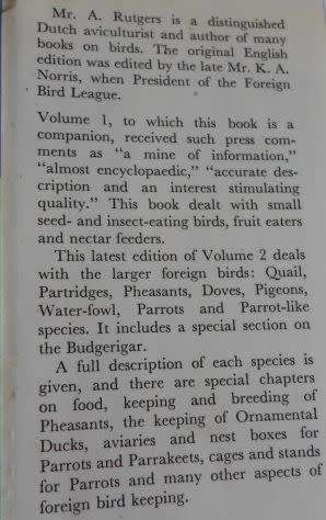 THE HANDBOOK OF FOREIGN BIRDS VOL 2 - A RUTGERS