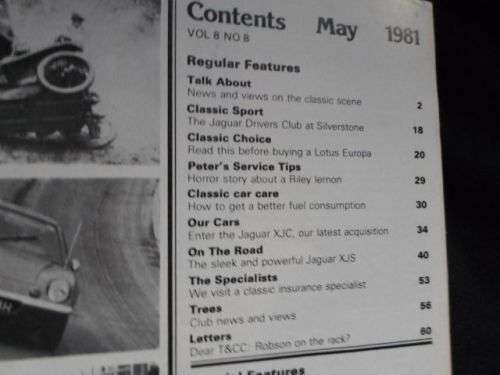 THOROUGHBRED & CLASSIC CARS MAGAZINE MAY 1981 ( MICRO CARS , LOTUS EUROPA JAGUAR XJS )