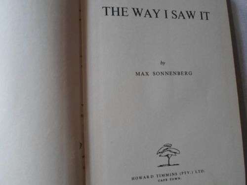 THE WAY I SAW IT - MAX SONNENBERG