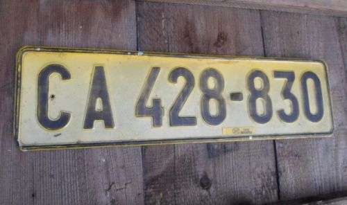 OLD CAPE TOWN NUMBER PLATE