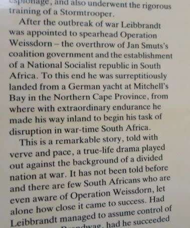 FOR VOLK AND FUHRER - ROBEY  LEIBBRANDT & OPERATION WEISSDORN - HANS STRYDOM ( weight 500 grams )