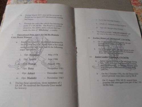 1 SOUTH AFRICAN INFANTRY BATTALION - INFORMATION / HISTORY  BROCHURE 90'S
