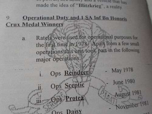 1 SOUTH AFRICAN INFANTRY BATTALION - INFORMATION / HISTORY  BROCHURE 90'S