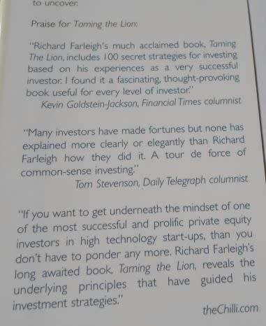 TAMING THE LION - 100 SECRET STRATEGIES FOR INVESTING - RICHARD FARLEIGH ( 0,40 kg )