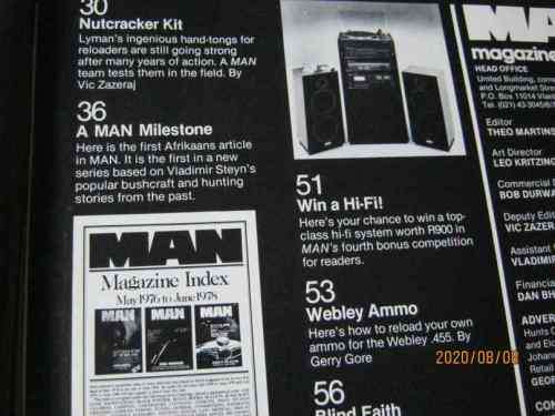 S.A. MAN MAGAZINE JUNE 1980 ( WEBLEY REVOLVER , KNIFE MAKING , DE BEER - KNIFE MAKER  )