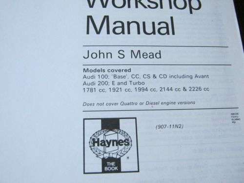 AUDI 100 & 200 WORKSHOP MANUAL