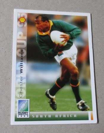 CHESTER WILLIAMS  - Rugby World Cup 1995 Sports Deck Card nr 1  - South Africa / Springboks
