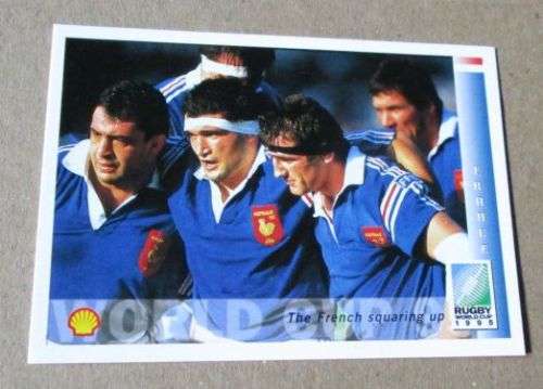 THE FRENCH SQUARING UP  - FRANCE -1995 RUGBY WORLD CUP SPORTS DECK CARD NR 208