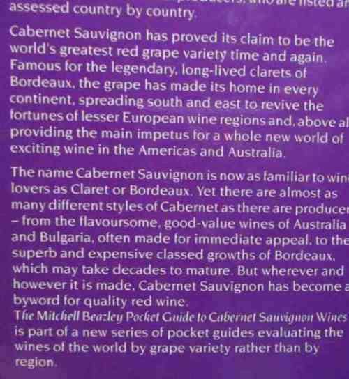 THE MITCHELL BEAZLEY POCKET GUIDE TO CABERNET SAUVIGNON WINES - A WORLD GUIDE TO THE VINE, THE WINES