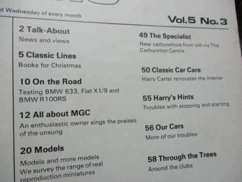 THOROUGHBRED & CLASSIC CARS MAGAZINE DECEMBER 1977 ( MGC, AUSTIN HEALEY 3000, AC ACE,
