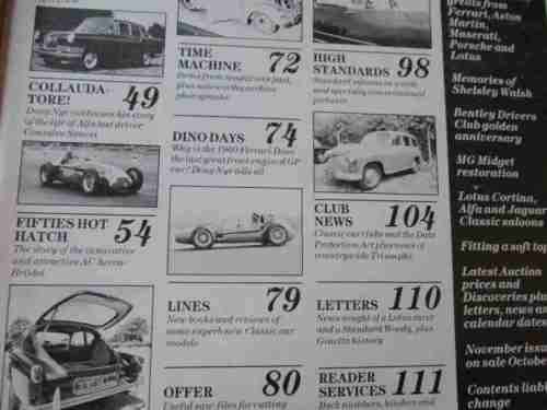 THOROUGHBRED & CLASSIC CARS MAGAZINE OCTOBER 1986 ( VW BEETLE, FERRARI DINO, JENSEN INTERCEPTOR )