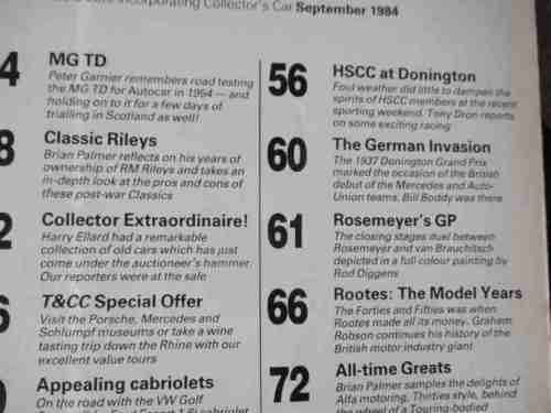 THOROUGHBRED & CLASSIC CARS MAGAZINE SEPTEMBER 1984 ( RILEY, JAGUAR, MG TD, CABRIOLET, LANCIA )