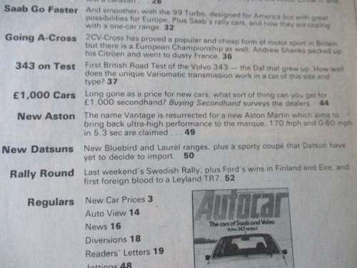 AUTOCAR MAGAZINE 19 FEBRUARY 1977 ( SAAB, VOLVO CARS , VOLVO 343 )