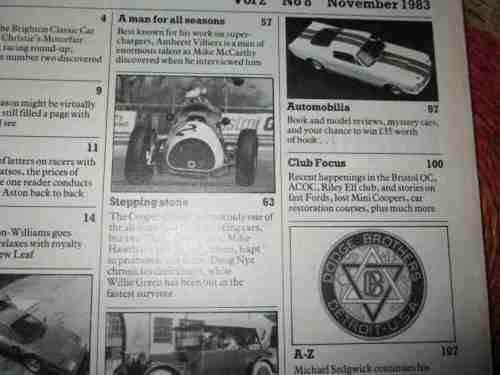 CLASSIC AND SPORTSCAR  MAGAZINE NOV 1983 ( JAGUAR E-TYPE, FERRARI, AUSTIN A30/35, VAUXHALL, PANHARD
