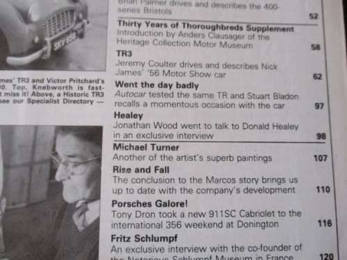 THOROUGHBRED & CLASSIC CARS MAGAZINE AUGUST 1983 ( AUSTIN-HEALEY, TR3, CORTINA, PORSCHE 356 )