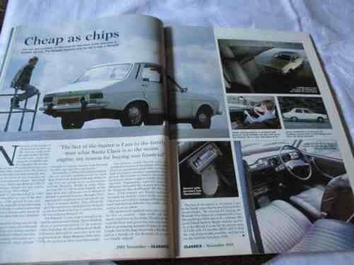 CLASSICS MAGAZINE NOV 2001 ( ROVER P4, WOLSELEY 1500, RILEY ONE POINT FIVE, METROPOLITAN, STAG )