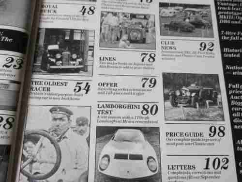 THOROUGHBRED & CLASSIC CARS MAGAZINE SEPT 1987 ( FERRARI GTO, LAMBORGHINI, JAGUAR, TRIUMPH, MGB )