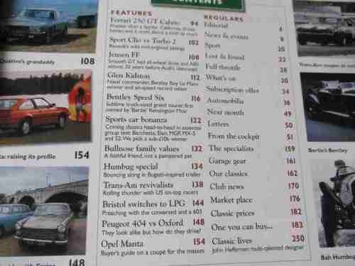 CLASSIC & SPORTS CAR MAGAZINE JUNE 2001 ( FERRARI 250, JENSEN , BENTLEY, OPEL MANTA, PEUGEOT 404