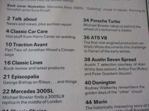 THOROUGHBRED & CLASSIC CARS MAGAZINE APRIL 1977 ( MERCEDES 300SL, AUSTIN SEVEN, PORSCHE TURBO,)