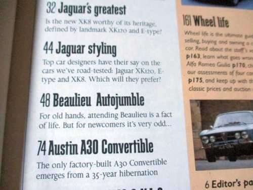 THOROUGHBRED & CLASSIC CARS MAGAZINE NOV 1996 ( JAGUAR, FORD ESCORT, ALFA GIULIA, AUSTIN A30 )
