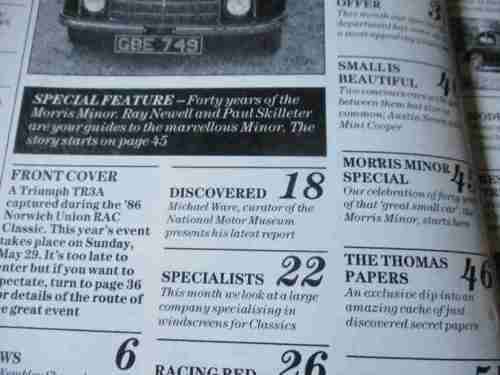 THOROUGHBRED & CLASSIC CARS MAGAZINE JUNE 1988 (  MORRIS MINOR, ALFA GIULIETTA, FERRARI, JAGUAR 420G
