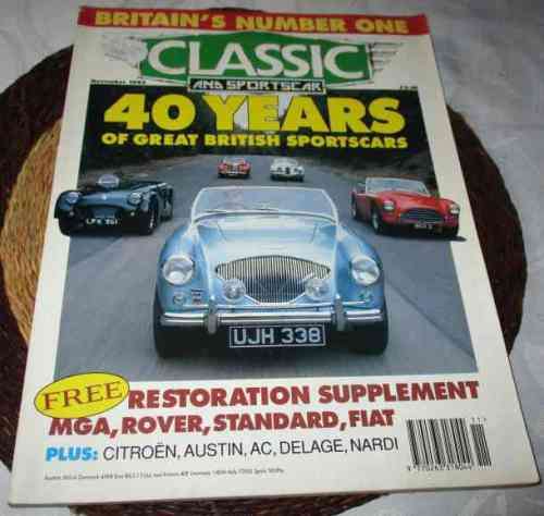 CLASSIC AND SPORTSCAR  MAGAZINE NOV 1993 ( ABARTH, CITROEN DS, AUSTIN A90, ROVER 3500 )