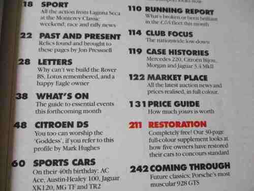 CLASSIC AND SPORTSCAR  MAGAZINE NOV 1993 ( ABARTH, CITROEN DS, AUSTIN A90, ROVER 3500 )