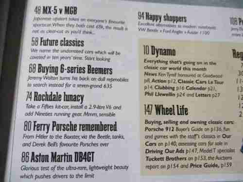 THOROUGHBRED & CLASSIC CARS MAGAZINE JUNE 1998 ( PORSCHE 911, 912, ALLARD, ASTON MARTIN DB4 )