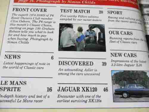THOROUGHBRED & CLASSIC CARS MAGAZINE NOV 1990 ( ROVER P6, AUSTIN-HEALEY, JAGUAR XJ6 , XK120 )