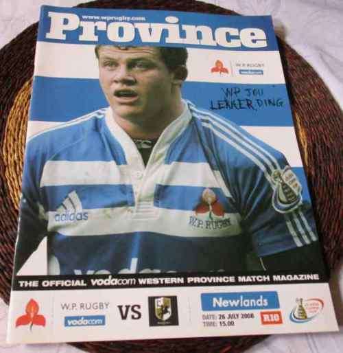 WP vs BOLAND KAVALIERS 26 JULY 2008  - RUGBY MATCHDAY MAGAZINE / PROGRAMME