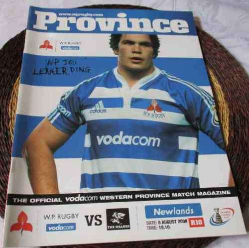 WP vs SHARKS 8 AUGUST 2008 - RUGBY MATCHDAY MAGAZINE / PROGRAMME