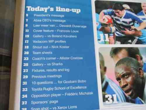 WP vs SHARKS 8 AUGUST 2008 - RUGBY MATCHDAY MAGAZINE / PROGRAMME