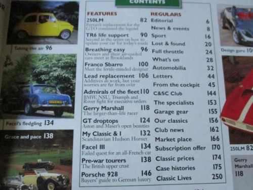 CLASSIC & SPORTS CAR JUNE 1999 ( TRIUMPH TR6, FERRARI 250, PORSCHE 928, MASERATI 3500