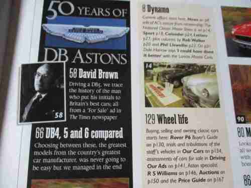 THOROUGHBRED & CLASSIC CARS MAGAZINE FEB 1997 ( ROVER P6, ASTON MARTIN DB, MGB GT, LANCIA APPIA )