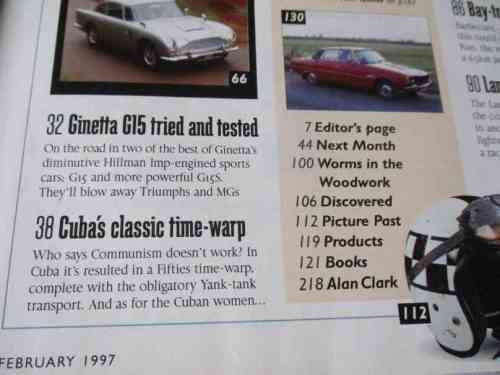 THOROUGHBRED & CLASSIC CARS MAGAZINE FEB 1997 ( ROVER P6, ASTON MARTIN DB, MGB GT, LANCIA APPIA )
