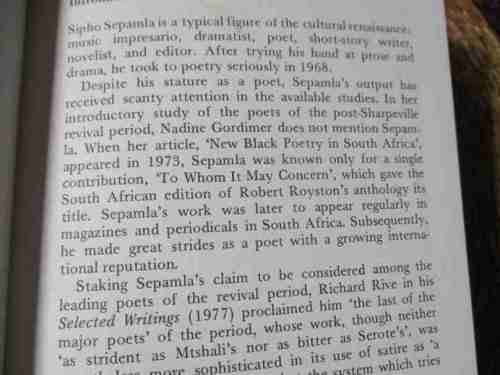 SELECTED POEMS - SIPHO SEPAMLA