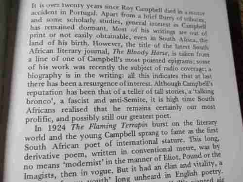 SELECTED POEMS - ROY CAMPBELL