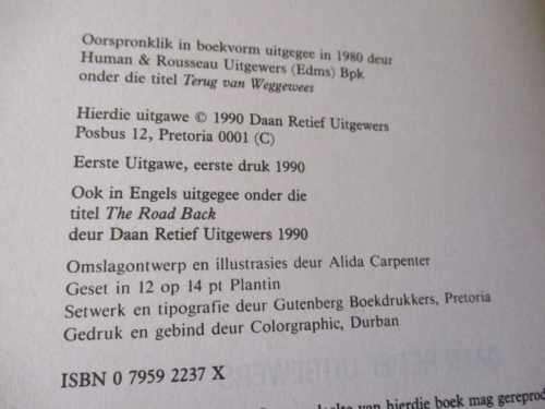 TERUG  VAN DIE DORINGPAD - MARGARET BAKKES