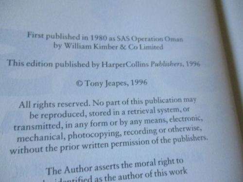 SAS SECRET WAR - CODENAME OPERATION STORM - MAJOR GENERAL TONY JEAPES CB OBE MC