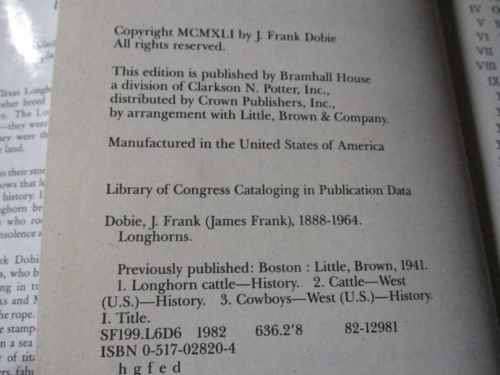 THE LONGHORNS - FRANK DOBIE
