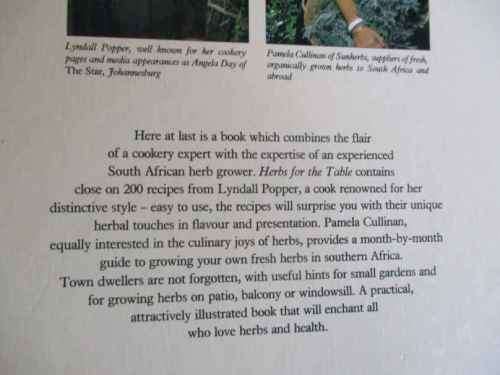 HERBS FOR THE TABLE - SOUTH AFRICAN RECIPES AND HERBAL ADVICE - LYNDALL POPPER & PAMELA CULLINAN