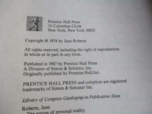 THE NATURE OF PERSONAL REALITY - A SETH BOOK - JANE ROBERTS