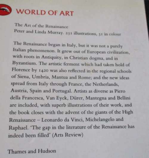THE ART OF THE RENAISSANCE - PETER AND LINDA MURRAY