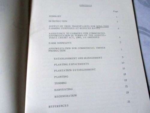 THE ESTABLISHMENT AND MANAGEMENT OF FARM PLANTATIONS FOR WOOD PRODUCTION - DEPT.  OF FORESTRY