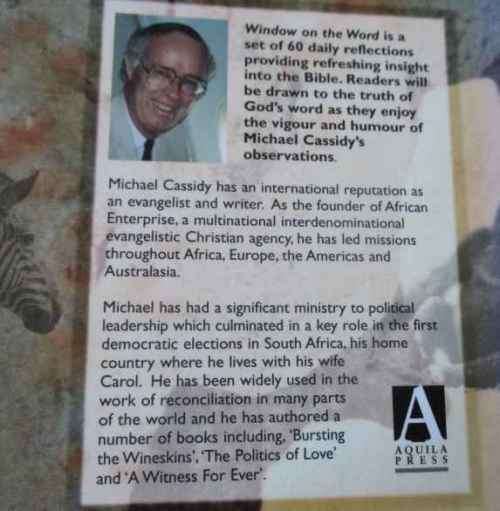 MICHAEL CASSIDY`S WINDOW ON THE WORD