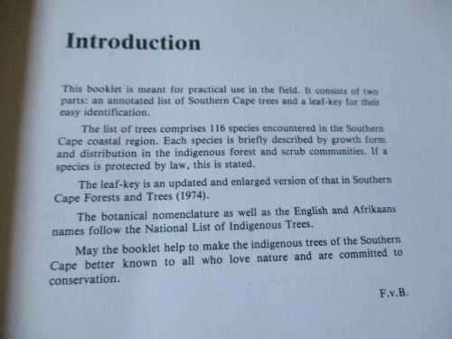 SOUTHERN CAPE TREE GUIDE - F VON BREITENBACH