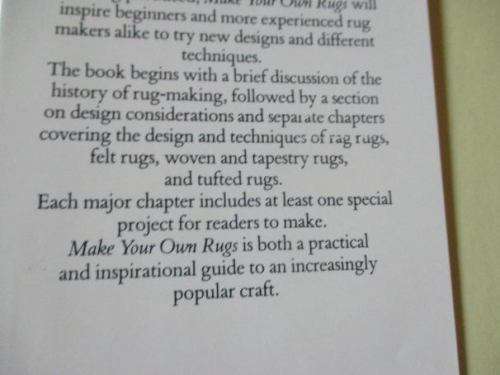 MAKE YOUR OWN RUGS - A GUIDE TO DESIGN AND TECHNIQUE - SUE PEVERILL