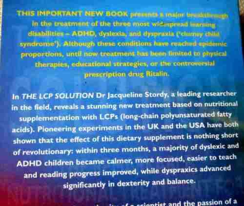 THE LCP SOLUTION - THE REMARKABLE NUTRITIONAL TREATMENT OF ADHD, DYSLEXIA AND DYSPRAXIA - DR STORDY